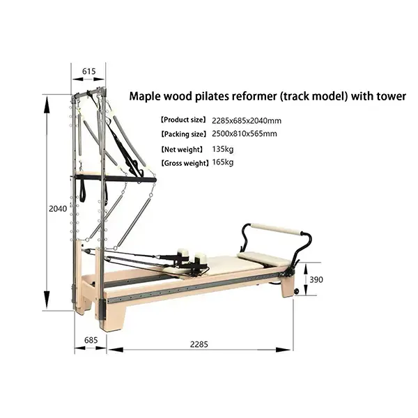 Full Track Maple Pilates Reformer Với Tham Số Tháp