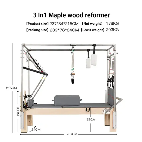 Maple 3 trong 1 Pilates Cadillac Reformer Tham số