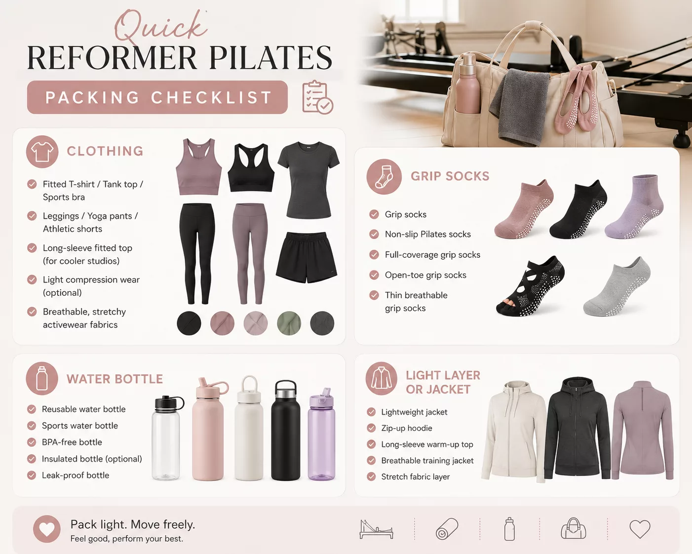 Quick Reformer Pilates Packing Checklist